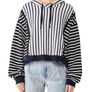 Jonathan Simkhai zig zag Striped Black and White Hoodie med